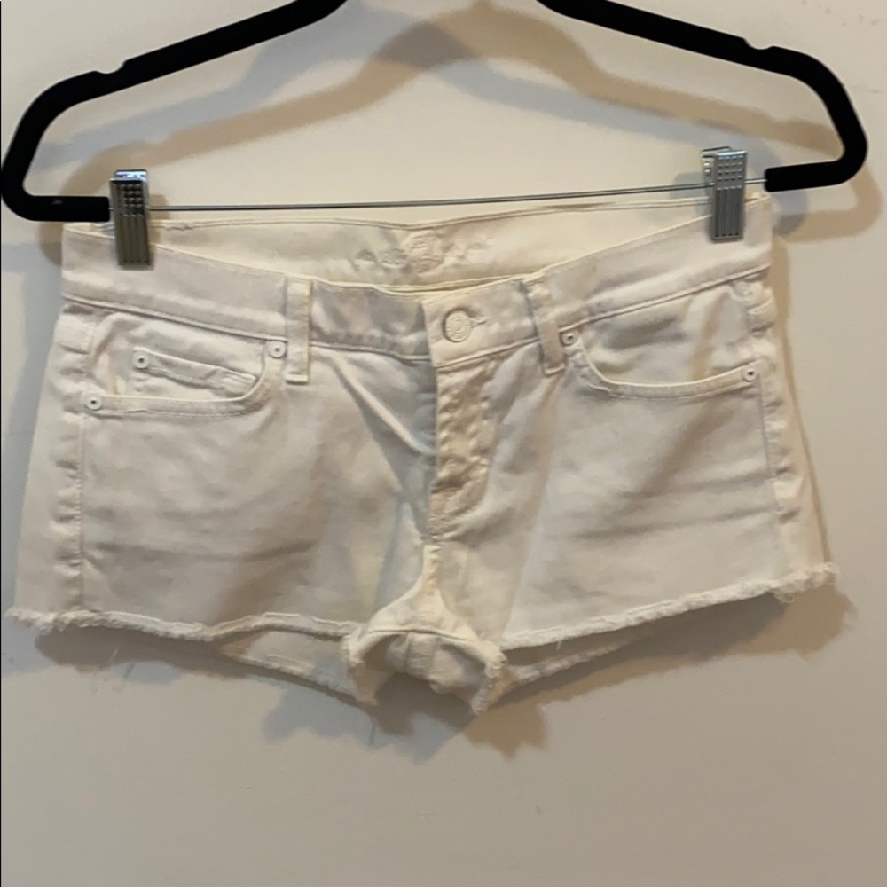 7FAM White Denim Shorts